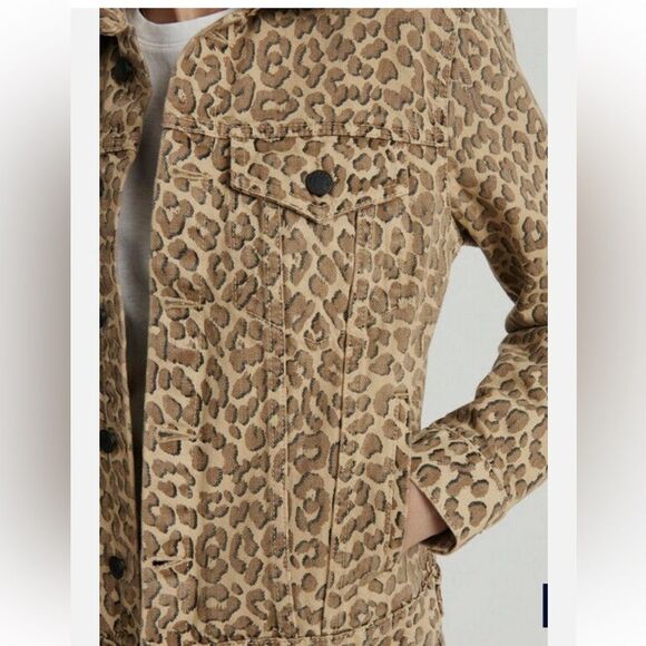 LUCKY BRAND LEOPARD TRUCKER JEAN JACKET NWT SIZE Medium - Picture 6 of 11